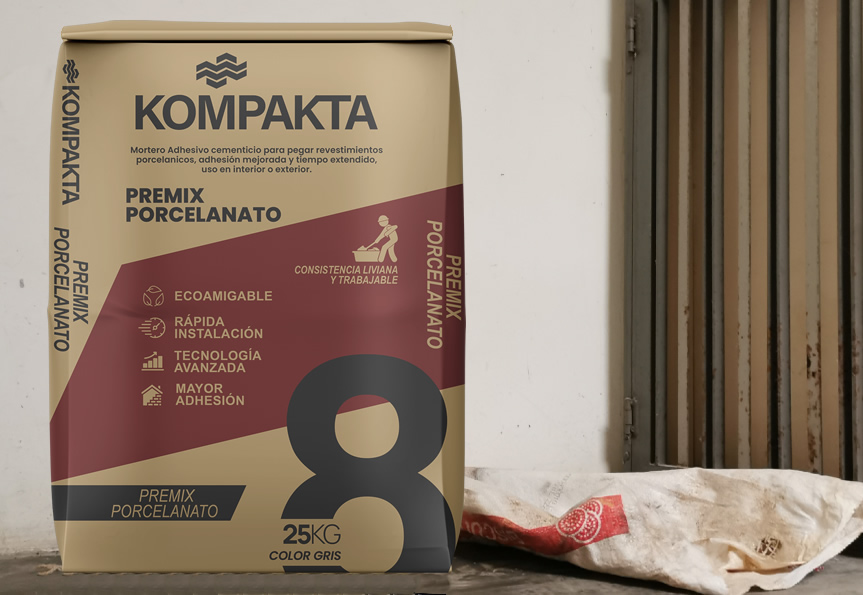 KOMPAKTA PREMIX PORCELANATO Fermintesa, Hidroxido de calcio, Carbonato de Calcio, Zeolita Natural